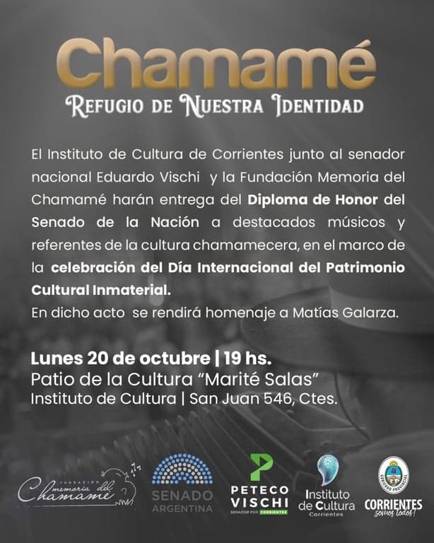 Corrientes celebra su patrimonio vivo con la entrega de diplomas de honor a chamameceros