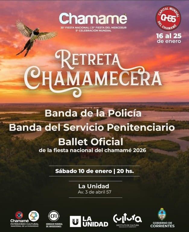 Se realizará una Retreta Chamamecera en La Unidad