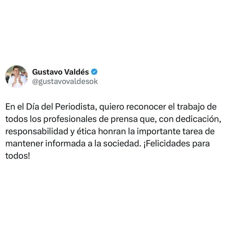 En el Día del Periodista, Valdés brindó un fraternal saludo