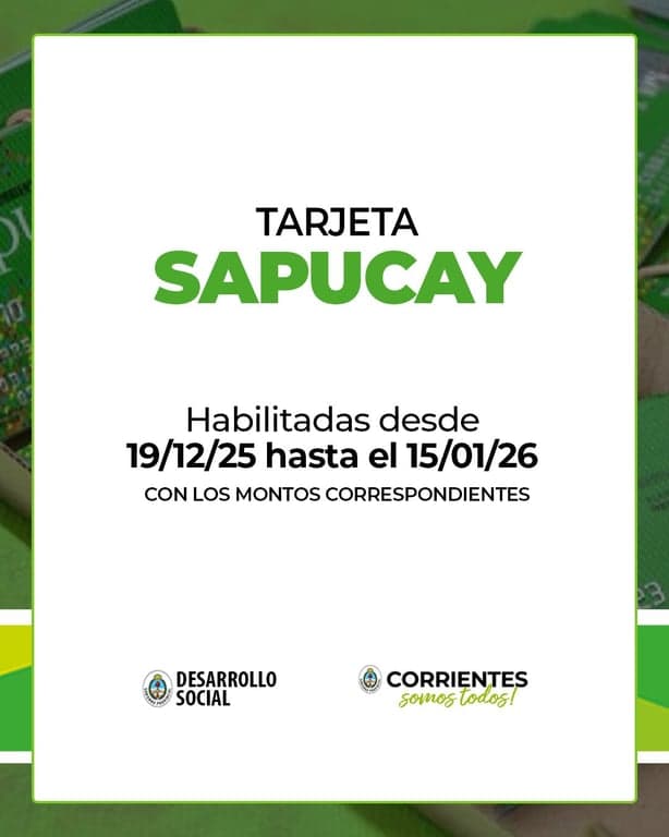 Se habilitan las tarjetas Sapucay